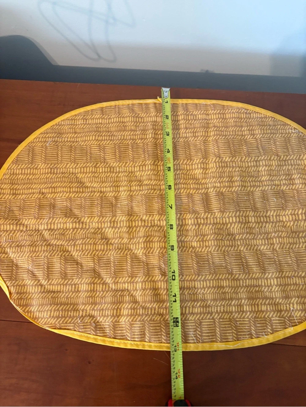Quilted Oval Placemats Set of 4 Vintage mustard yellow & Brown
